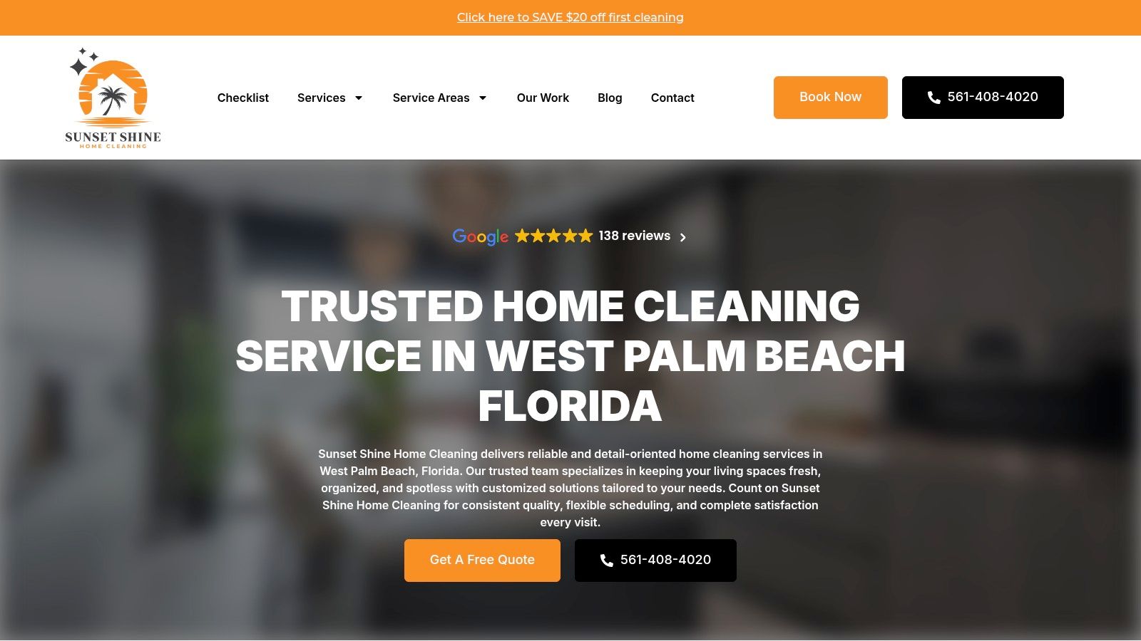 Screenshot from https://sunsetshinehomecleaning.com