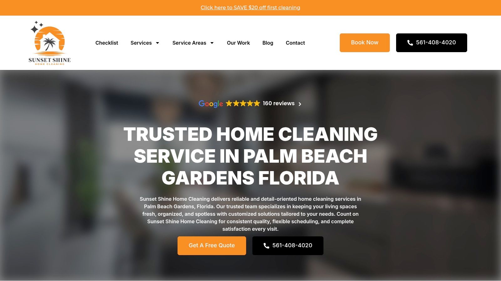 Screenshot from https://sunsetshinehomecleaning.com